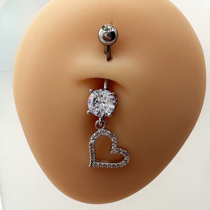 Diamond Studded Zircon Navel Piercing Belly Button Ring Luxury_voghion.com