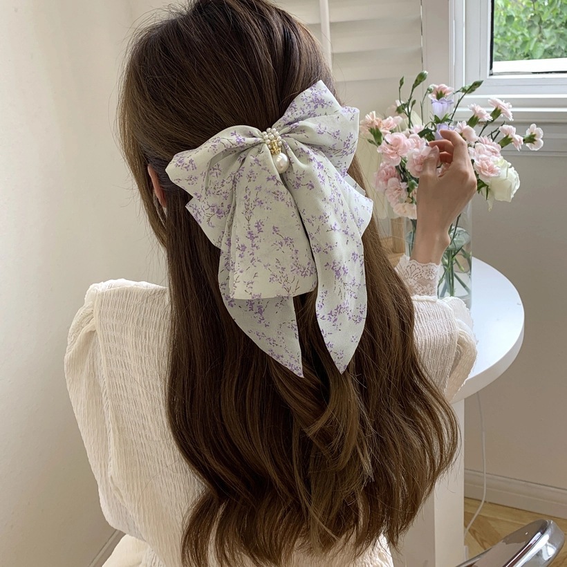Hair Clip Hair Accessories Type Sweet Ditsy Floral Polyester Bowknot Hair Clip