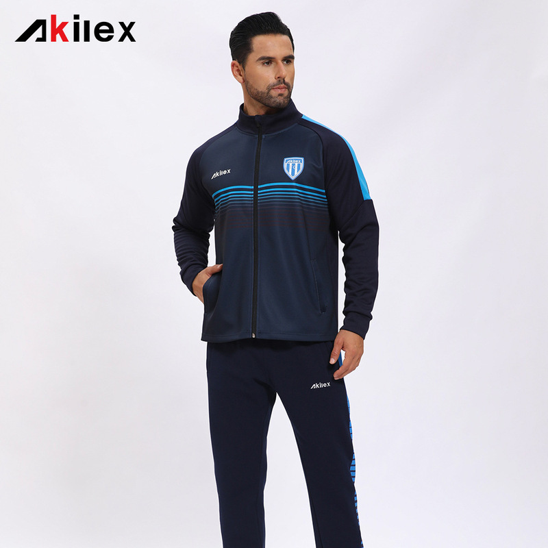 Striped Sports Outwear Men's Spring and Autum Full Zipper Large Flap Pocket Pants Sweatshirt Autum Sports Casual Suit Jacket Customization