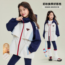 媛媛公主2025冬季女童中大童连帽外套软壳户外夹棉加厚冲锋衣童装