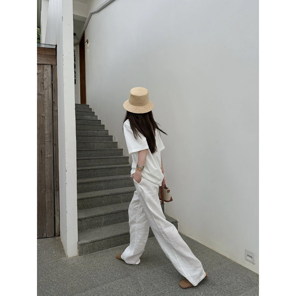 Cross-Border Foreign Trade American Niche Casual Pants for Women Summer New Loose Straight Retro Design Versatile Long Pants