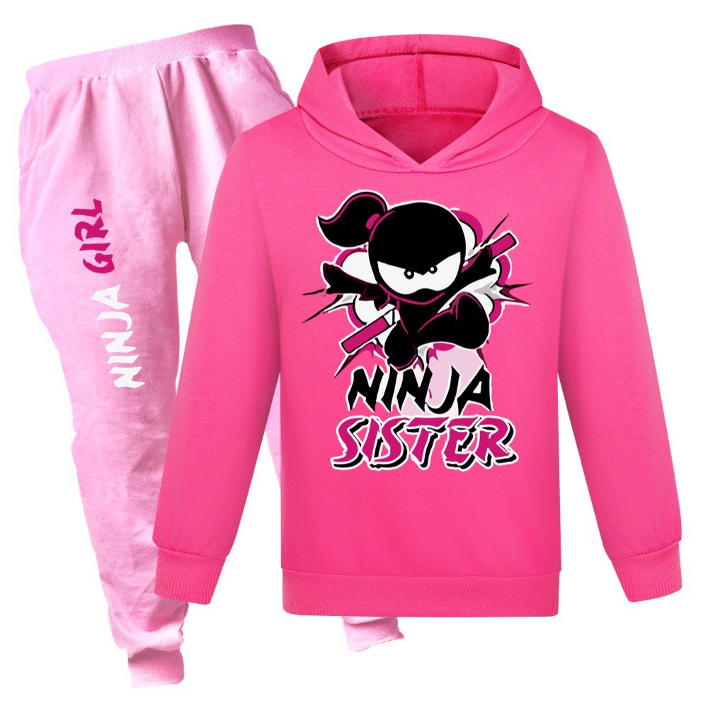 Ninja Kidz Vår Höst Mode Fritidskläder Pojkar och flickor Tröja+Casual Byxor Set_voghion.com