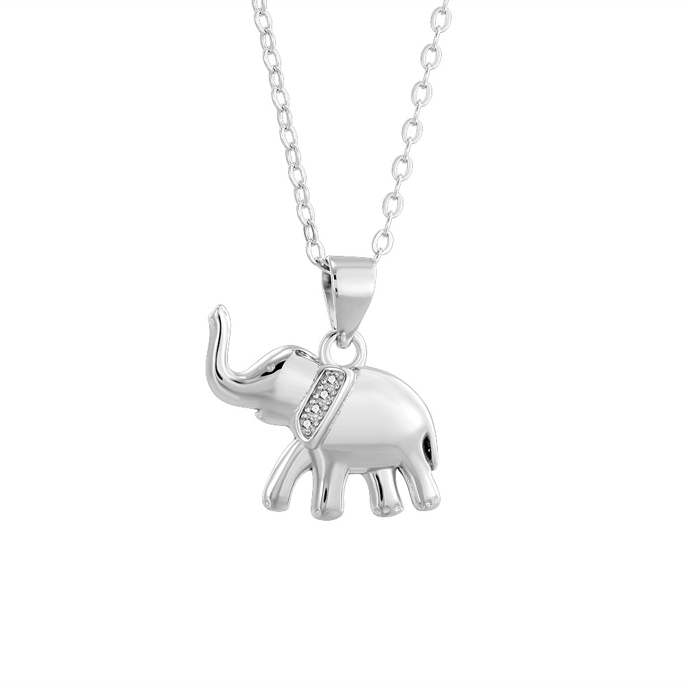 Collar con Colgante de Elefante de Plata de Ley 925, Estilo Europeo y Americano, para Mujer, Cadena de Clavícula Ligera y Lujosa para el Verano, Cadena de Suéter de Alta Gama con Elefante Pequeño