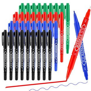 Oil-based marker Gouxianbi black quick-drying water-based pen art small double-headed marker pen painting boxed marker pen