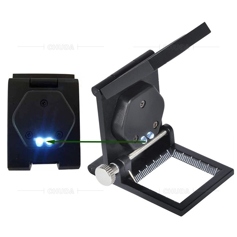 2颗LED放大镜灯光照明 全金属黑色喷漆 鸽眼照布镜