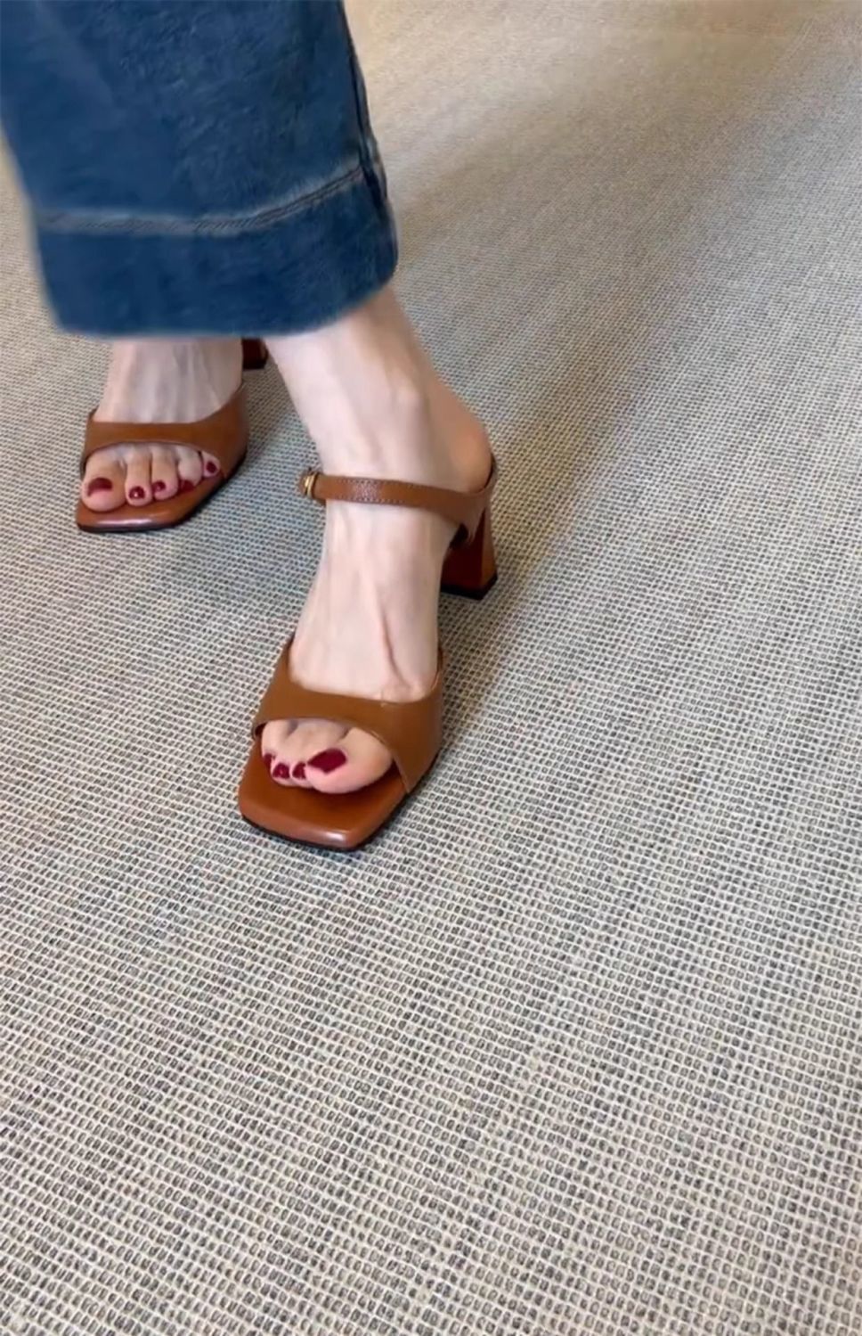 Women's Mules Nude High-heeled Sandals With Square Toe And Chunky_voghion.com