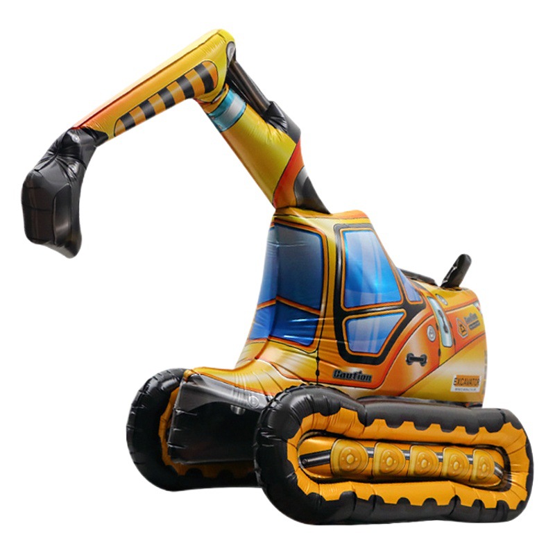 Fiesta de cumpleaños del niño globo tridimensional forma de coche de dibujos animados película de aluminio globo excavadora avión nave militar vehículo tanque