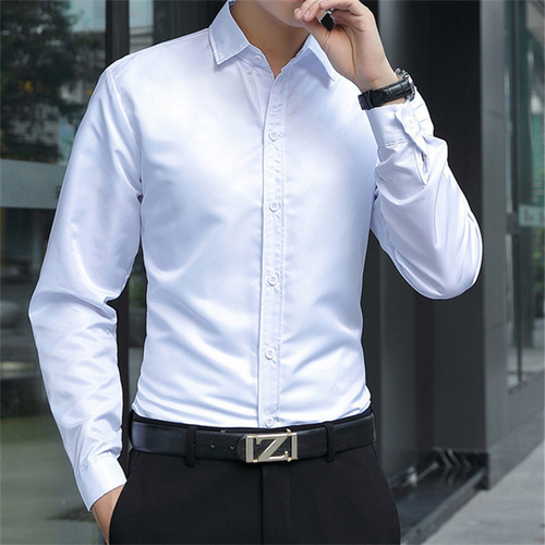 Spring and Autumn Harbor Wind Color Long Sleeve Shirt for Men Trendy Instagram Chain Decoration Loose Collar Shirt Outerwear Couple