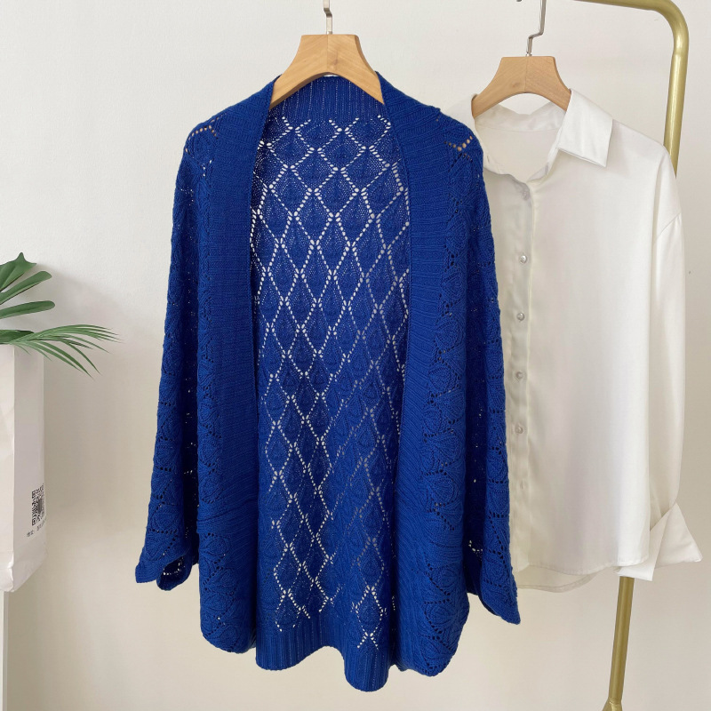 Diamante hueco-fuera de punto chal para las mujeres estilo coreano primavera y verano Oficina aire acondicionado habitación cálida chaqueta en vivo caliente
