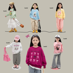 秋の新作女の子スウェットシャツ、2025年秋新作子供服トップス、おしゃれな中型・大型子供用ボトムス、ベビー長袖トレンド