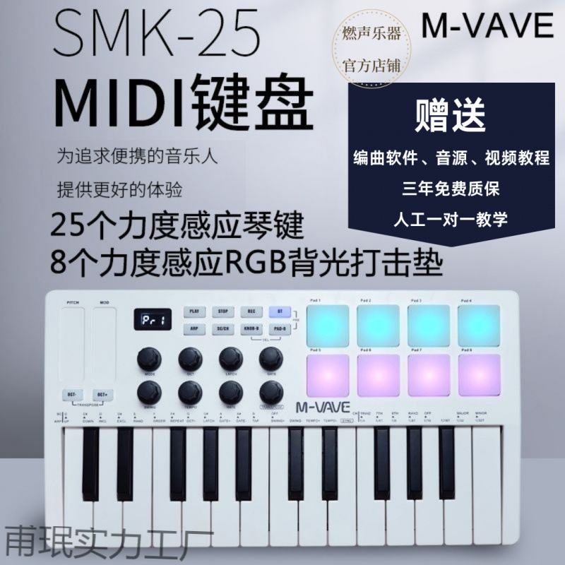 25 キー MIDI キーボードプロフェッショナル MIDI コントローラーパーカッションパッド音楽編曲|undefined
