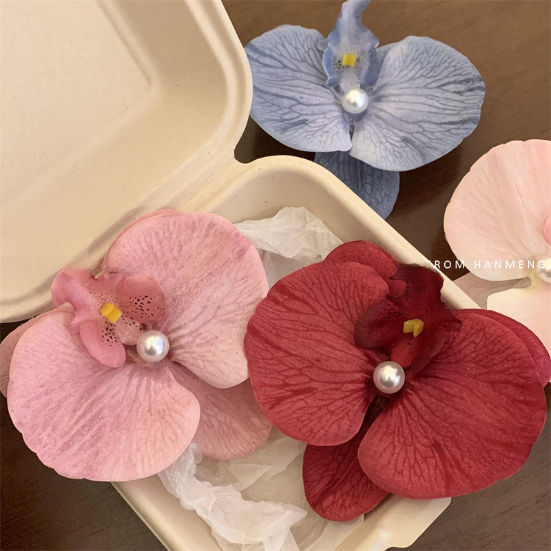 Printemps et été nouveau style chinois fleur Super fée papillon orchidée perle épingle à cheveux pince à bec de canard voyage vacances photographie accessoires pour cheveux pour w_voghion.com