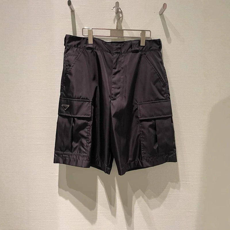 Летние шорты-карго унисекс с логотипом треугольника от производителя, нейлоновые, с двумя карманами, универсальные, повседневные, свободные, прямые.