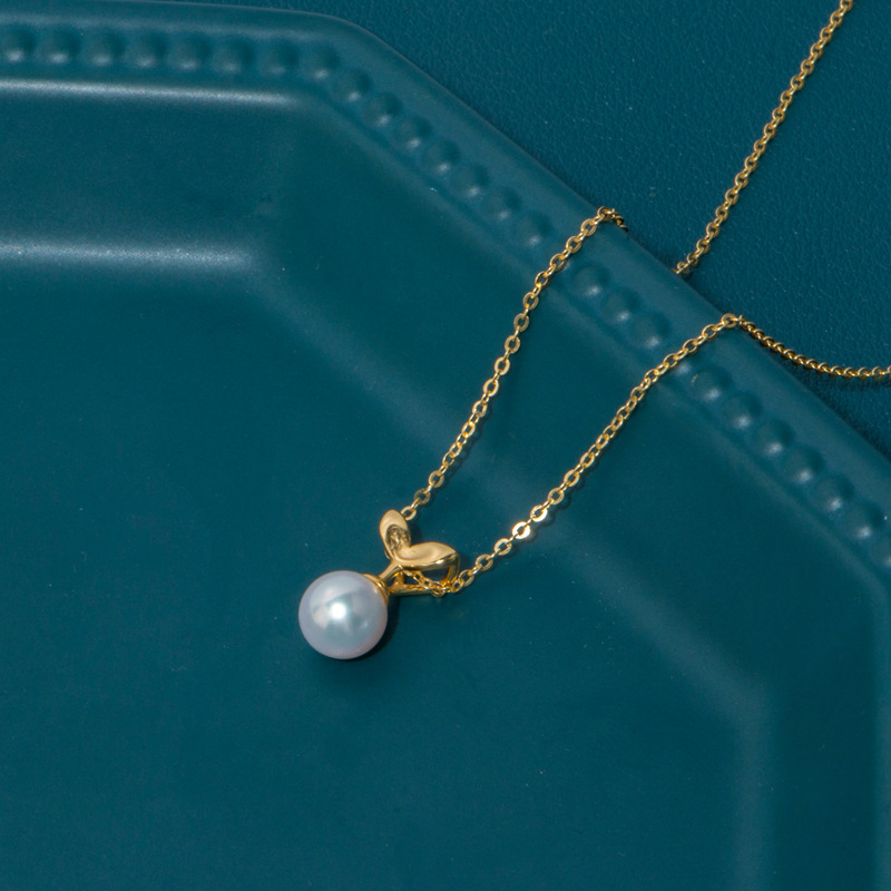 简约可爱风小草珍珠耳钉项链套装