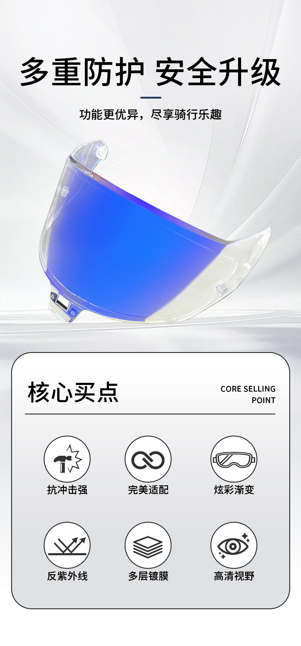 Sr10 Helmet Lens Electroplated Sun Protection Night Vision Color-Changing Day and Night Dual-Use Sr10 Mirror Lens Supertechr10