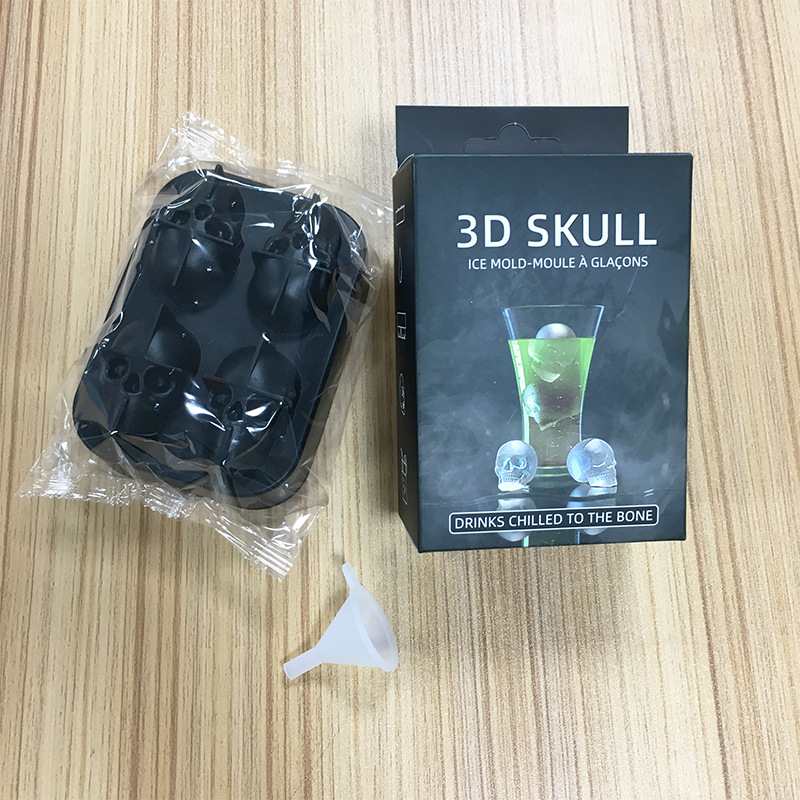 Molde de silicona molde para hacer hielo 4 piezas 6 piezas 10 piezas de un solo agujero Cráneo Cubo de hielo transparente cubo de hielo de silicona de hockey sobre hielo