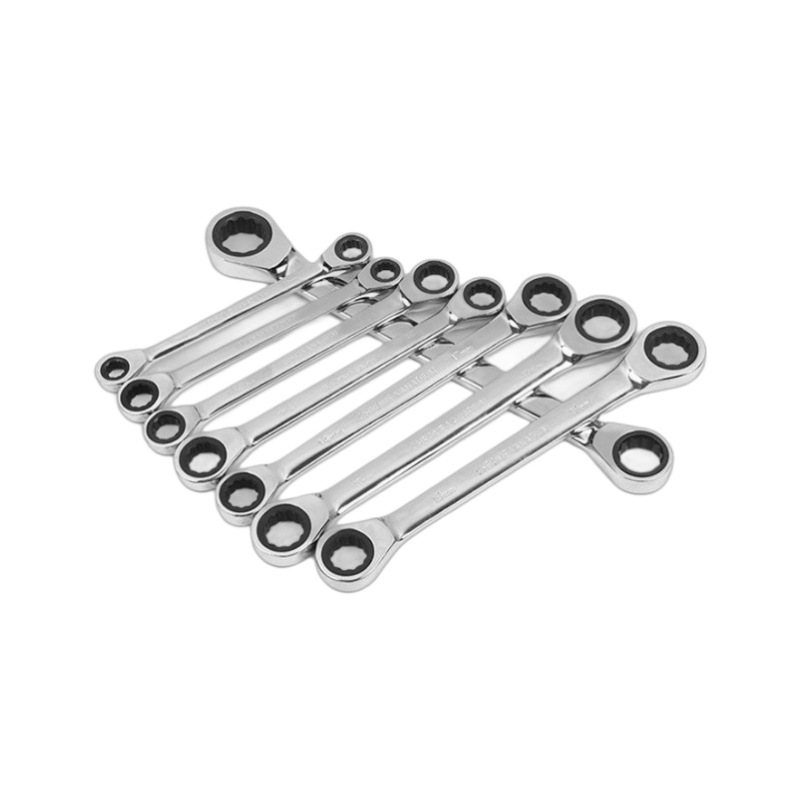 Llave de trinquete genuina de doble cabezal, llave bidireccional en forma de flor de ciruelo, herramienta de 72 dientes, juego de alta resistencia de doble propósito, llave rápida.