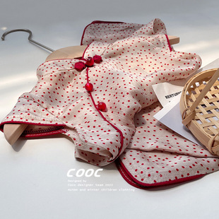 Girls' Summer Thin Cheongsam Children's Polka Dot Retro Improved Republic of China Dress Baby Tang Suit Chinese Style Hanfu