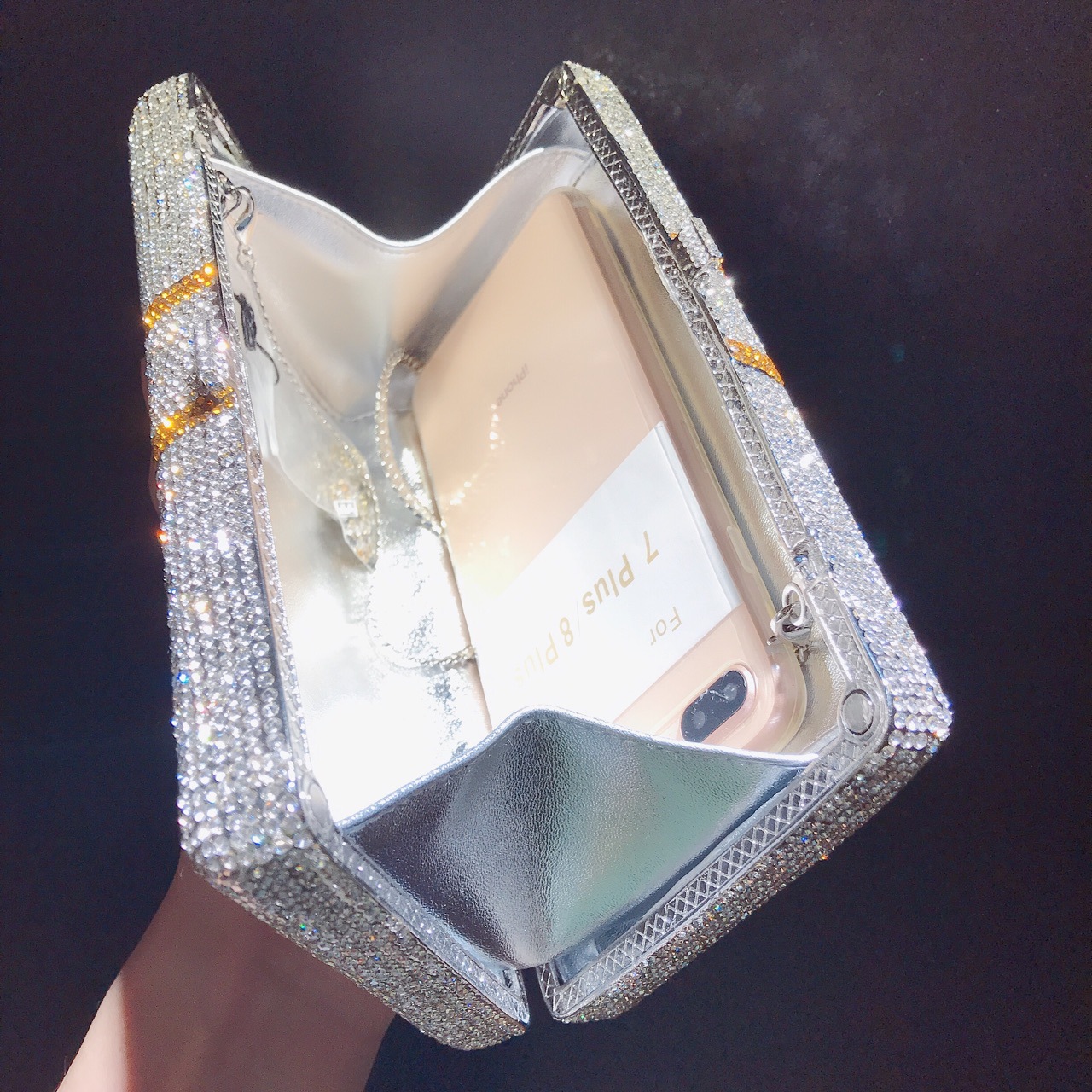 Túi clutch nữ đính đá hình đồng đô la Mỹ phong cách Âu Mỹ — Màu vàng chi tiết 3