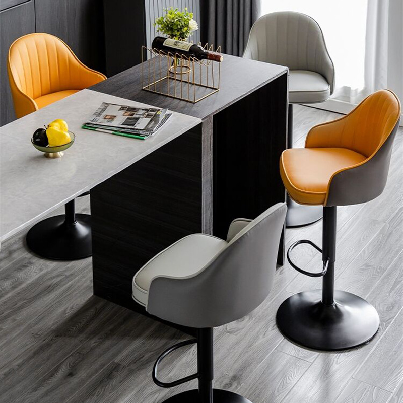 Swing up counter chairs home front bar stools with backrest modern minimalist bar stools Nordic light luxury island platform high stool