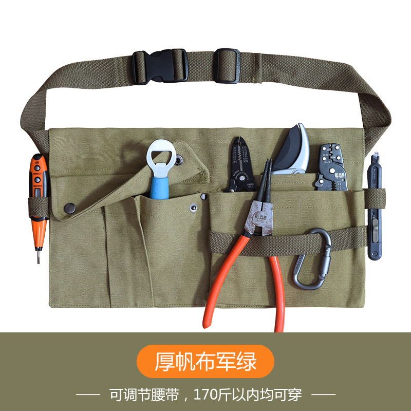 Amazon lienzo delantal medio-longitud cintura corta bolsa electricista carpintería TRABAJO ROPA herramienta delantal medio-longitud fábrica al por mayor