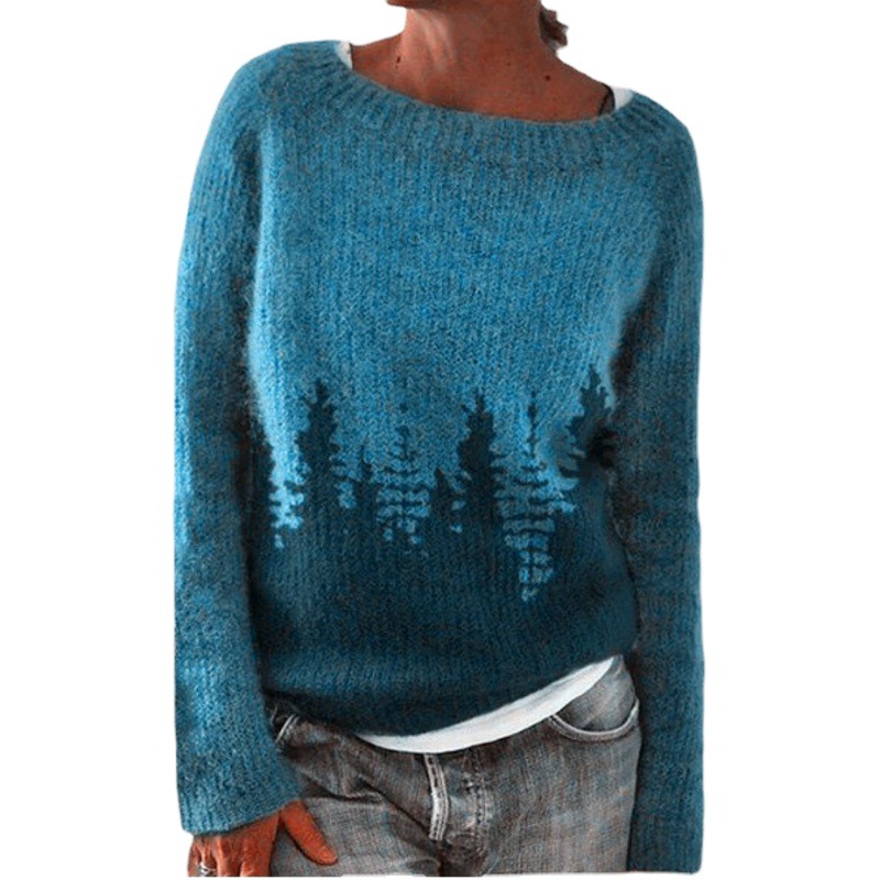 Nuevo suéter de estilo europeo y americano para mujer de Amazon, suéter de punto holgado con cuello redondo y bloques de color, muy vendido en Wish, corte holgado.