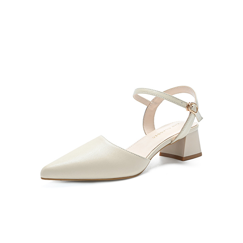 Sandal cao gót nữ mũi nhọn quai hậu kiểu Pháp — EH303 Đen
