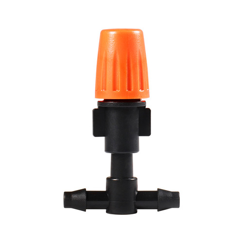 Orange single port adjustable atomizing nozzle with 4/7mm flat tee humidifying agricultural irrigation connector accessories