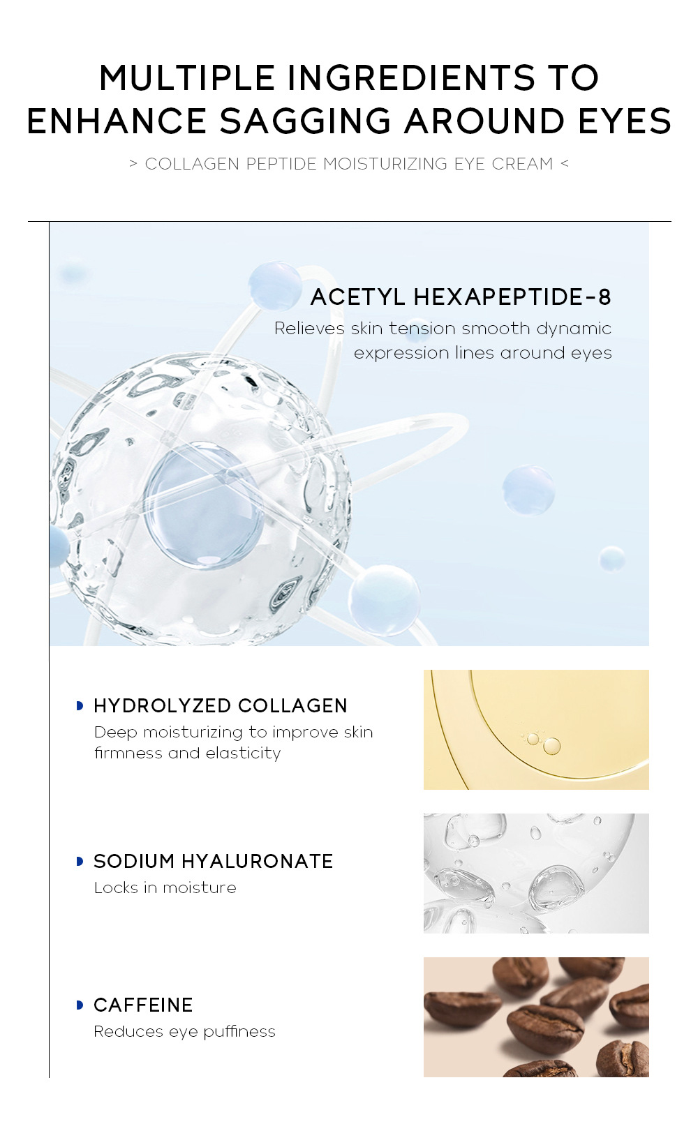 Cross-border QUIYUM Collagen Peptide Moisturizing Eye Cream 15g Hydrating, Moisturizing and brightening skin tone manufacturer's wholesale in stock undefined