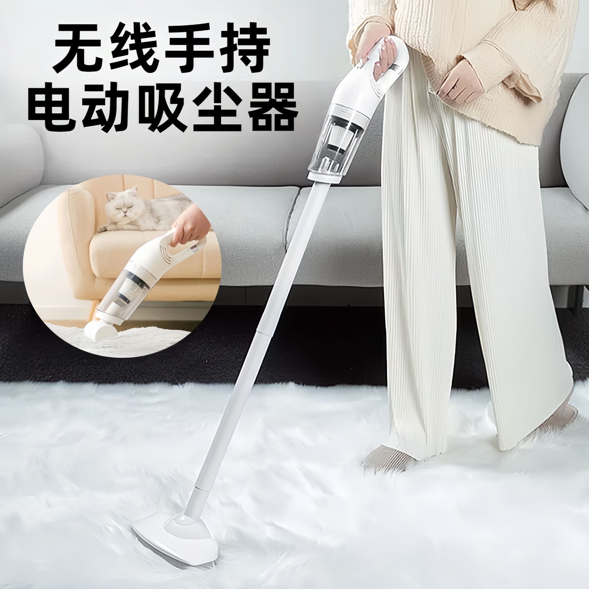 Cross-Border Household Electric Pet Hair Extractor Car Vacuum Cleaner Wireless Car Home Dual-Use Rechargeable Car Small Vacuum Cleaner