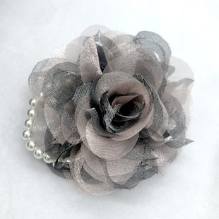 Factory Direct elegant three-dimensional handmade flower lace juansha fabric brooch Camellia Pearl exquisite accessories