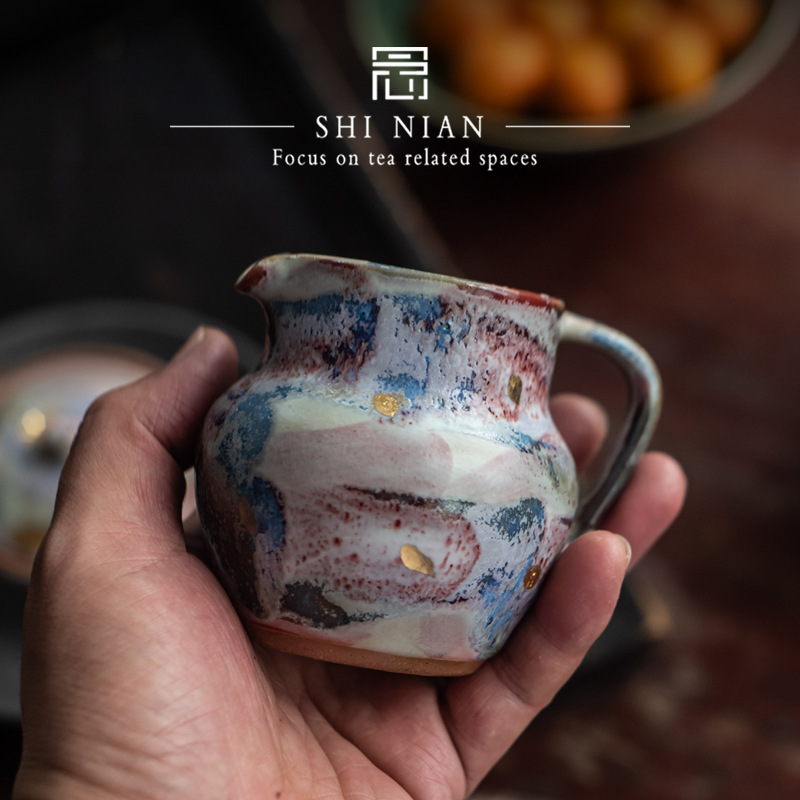 Handcrafted Eight-Man Zen Nativari Fair Cup Anti-Scald Tea Divider with Kiln-Transformed Stoneware Cracks for Aged Tea