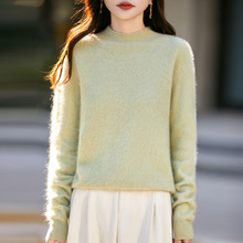 拉绒半高领女衫2025秋冬款无缝毛衣山羊绒亲肤感羊毛衫百搭针织衫