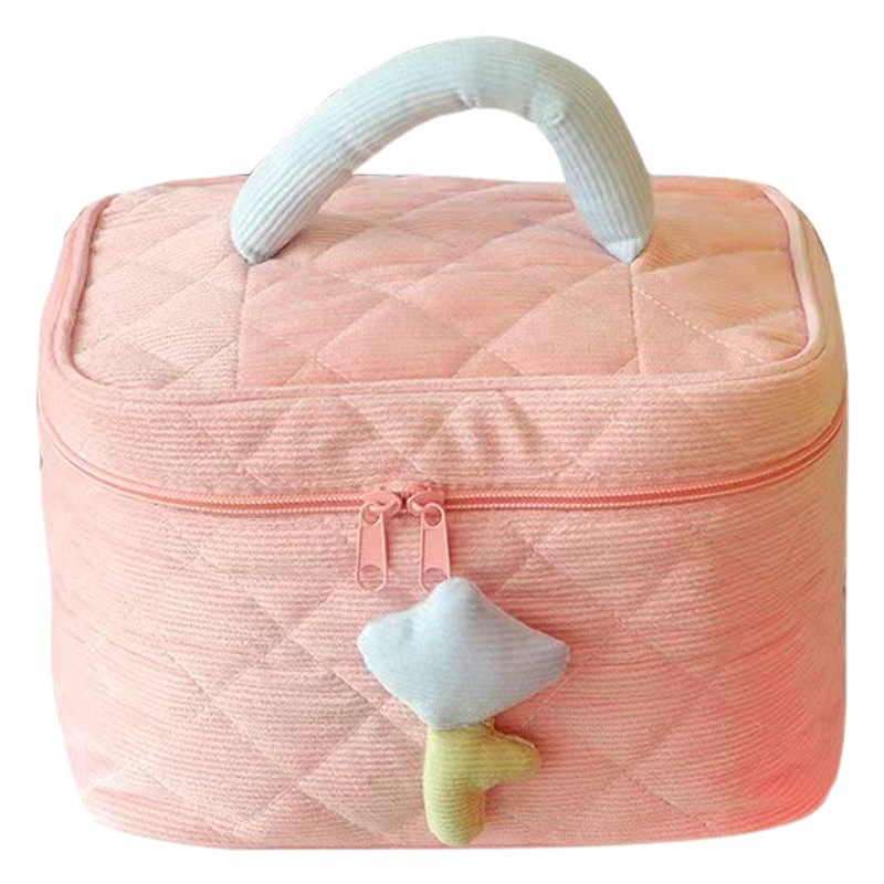 Bolsa de cosméticos de pana Linda bolsa de lavado de alta apariencia Flor de tulipán bolsa de cosméticos portátil de gran capacidad