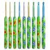 Manufactor Supplying new pattern green Daisy Fimo Handle crochet hook Luck crochet hook Amazon Selling