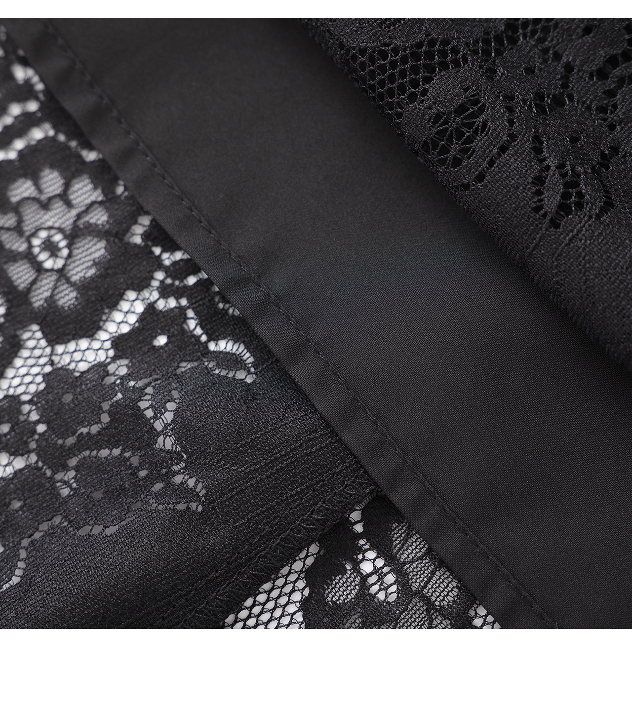 Đầm suông nữ midi thắt eo ren đính đá jacquard chữ A — màu đen chi tiết 23