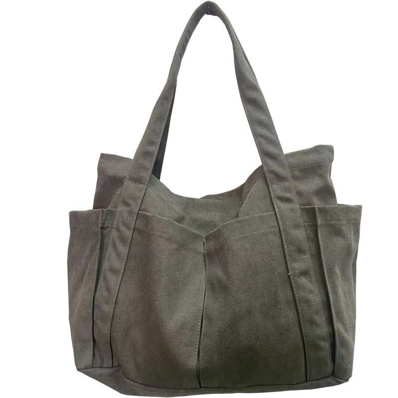 Estilo coreano casual color sólido Internet celebridad moda bolsa de tela simple moda de gran capacidad todo fósforo de las mujeres solo hombro bolsa de lona