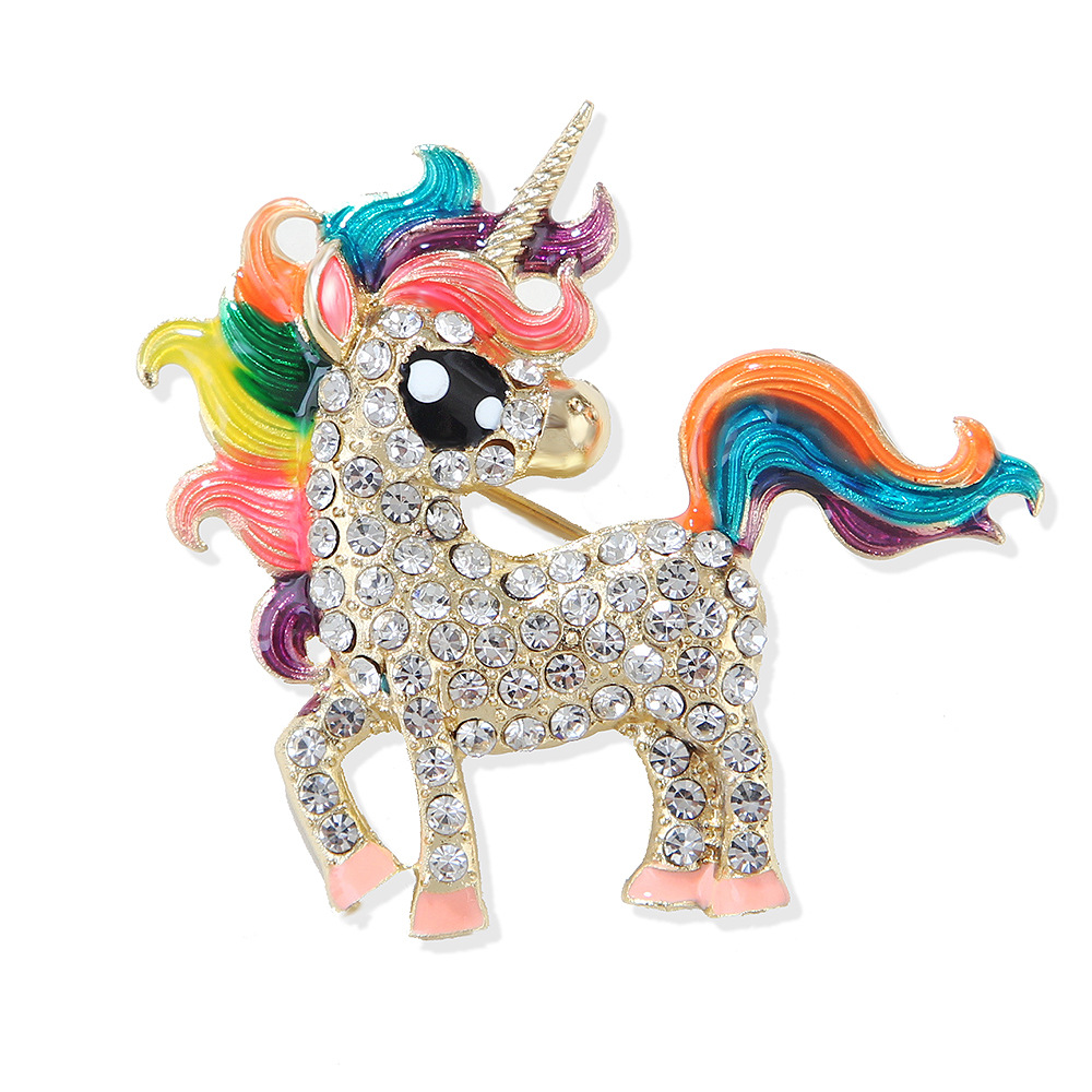13g Weight Cute Pin Alloy Enamel Plating Inlay Rhinestones Unisex Brooches