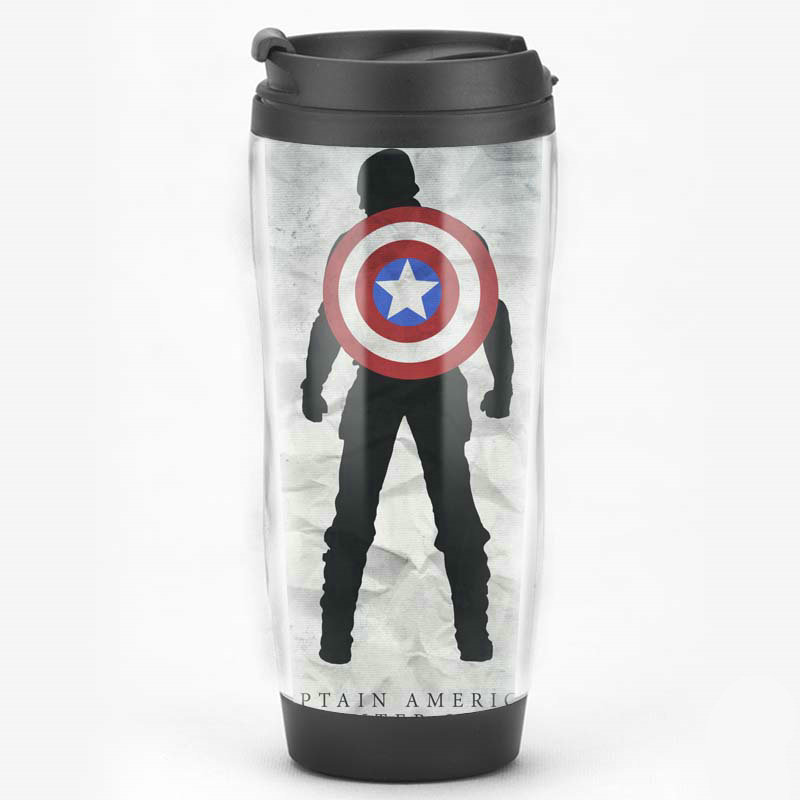 Equipo de EE. UU. Película de superhéroes que rodea al Capitán América Regalos Recuerdos de los fanáticos Taza de agua Taza de café con tapa