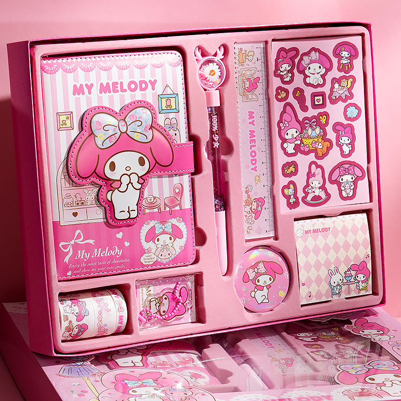 Sanrio Handbook Stationery suit Gift Box melody kulomi high-value gift bag full notebook