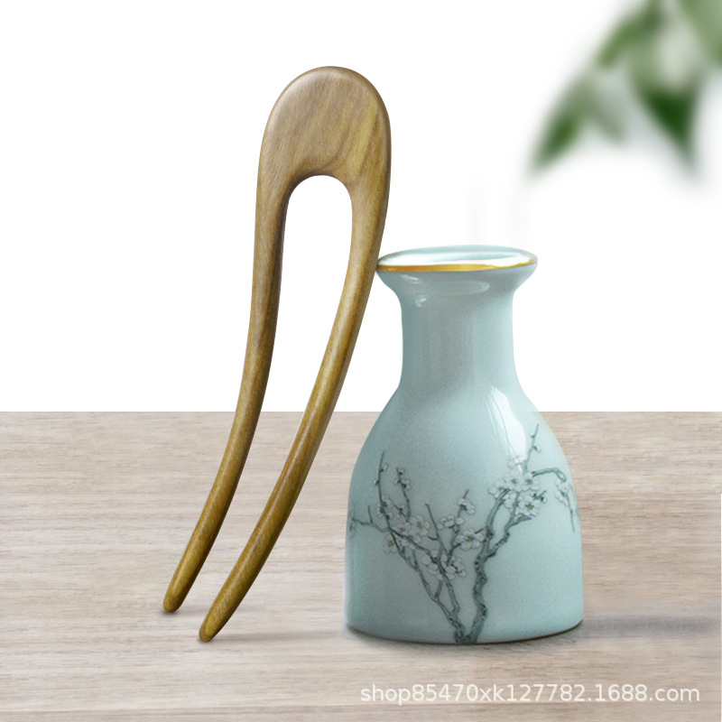 Horquilla de madera de melocotón palillos hechos a mano estilo antiguo ahora simple de alto grado sándalo verde updo accesorios para novia