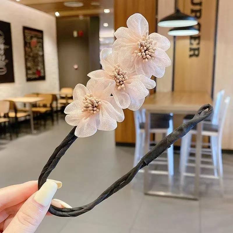 Dispela de cabello nuevo artefacto de cabello trenzado perezoso dulce novia flor Dispela de cabello todo fósforo albóndiga corbata de cabeza artefacto de cabello Han