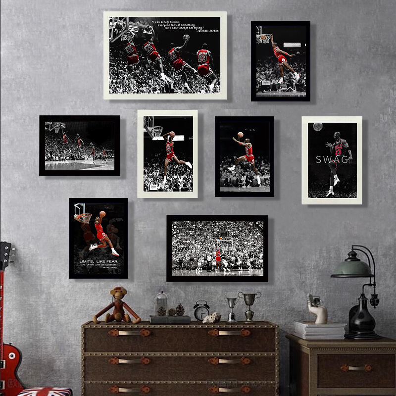 Nba Basketball Star Shooting Figure Decorative Painting Hanging Poster Sports Star Kobe Bryant Canvas Painting Core