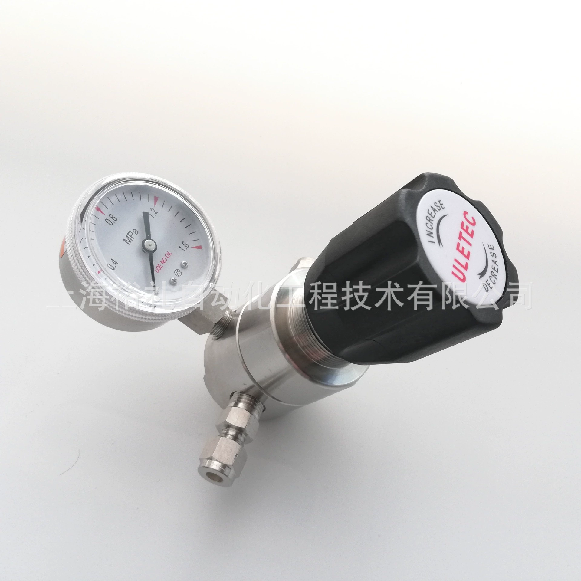 Регулятор давления газа ULETEC из нержавеющей стали 316, диапазон 1,6 МПа, с одним манометром, вторичный регулирующий клапан