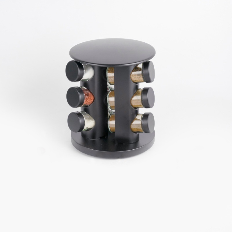 Transfronterizos de acero inoxidable condimento de 360 grados condimento botella de especias rotatoria conjunto de cocina redonda almacenamiento de estante