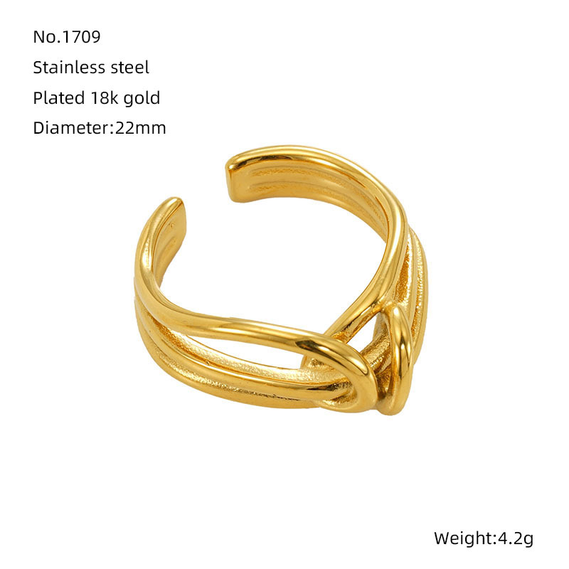 Diseño sentido geométrico anillo de anillo hueco de acero inoxidable al por mayor transfronterizo europeo y americano anudado cruzado anillo de acero de titanio femenino
