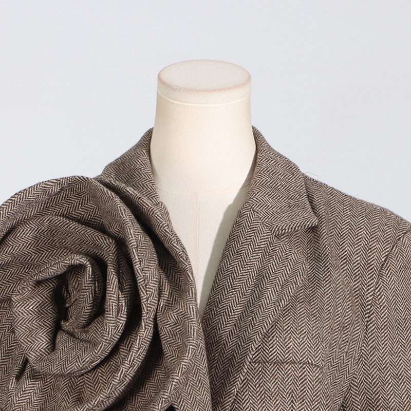 Women's Clothing Spring New Artistic Retro Three dimensional Flower Loose Design One button Solid Color Suit Jacket for Women_voghion.com