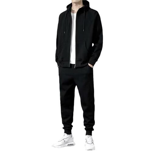 Cardigan Sweatshirt Casual Sports Set with Hooded Jacket for Men and Women, Spring and Autumn Season Loose Running Two-Piece Set