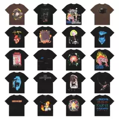 Travis Scott Cactus Jack Beautiful Trendy Face Rose Stone Pattern Print Collection Short-sleeved T-shirt