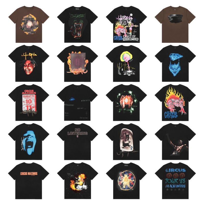 Travis Scott Cactus Jack American Trendy Face Rose Stone Tablet Pattern Print Collection Short-Sleeved T-Shirt Travis Scott Cactus Jack American Trendy Face Rose Stone Tablet Pattern Print Collection Short-Sleeved T-Shirt